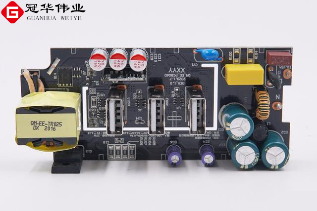 米家三USB-A口快充延长线插座电路板